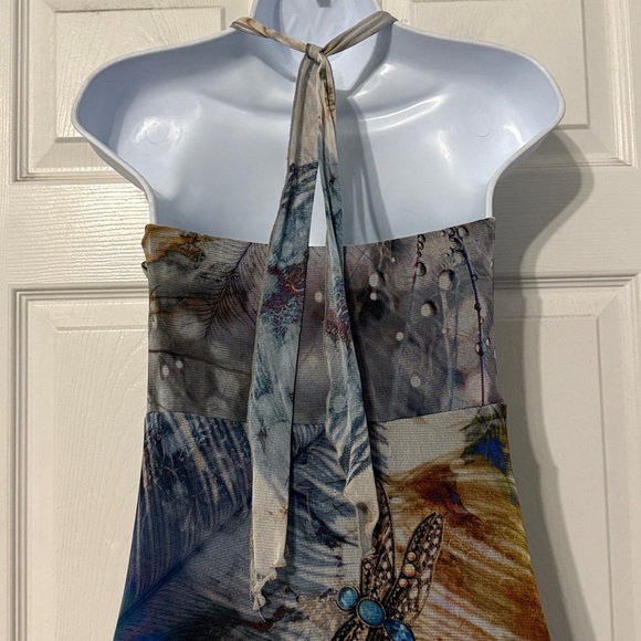 Elana Kattan Whimsy Fairy Strapless Dragonfly Print Maxi Dress Size Large - Picture 9 of 9